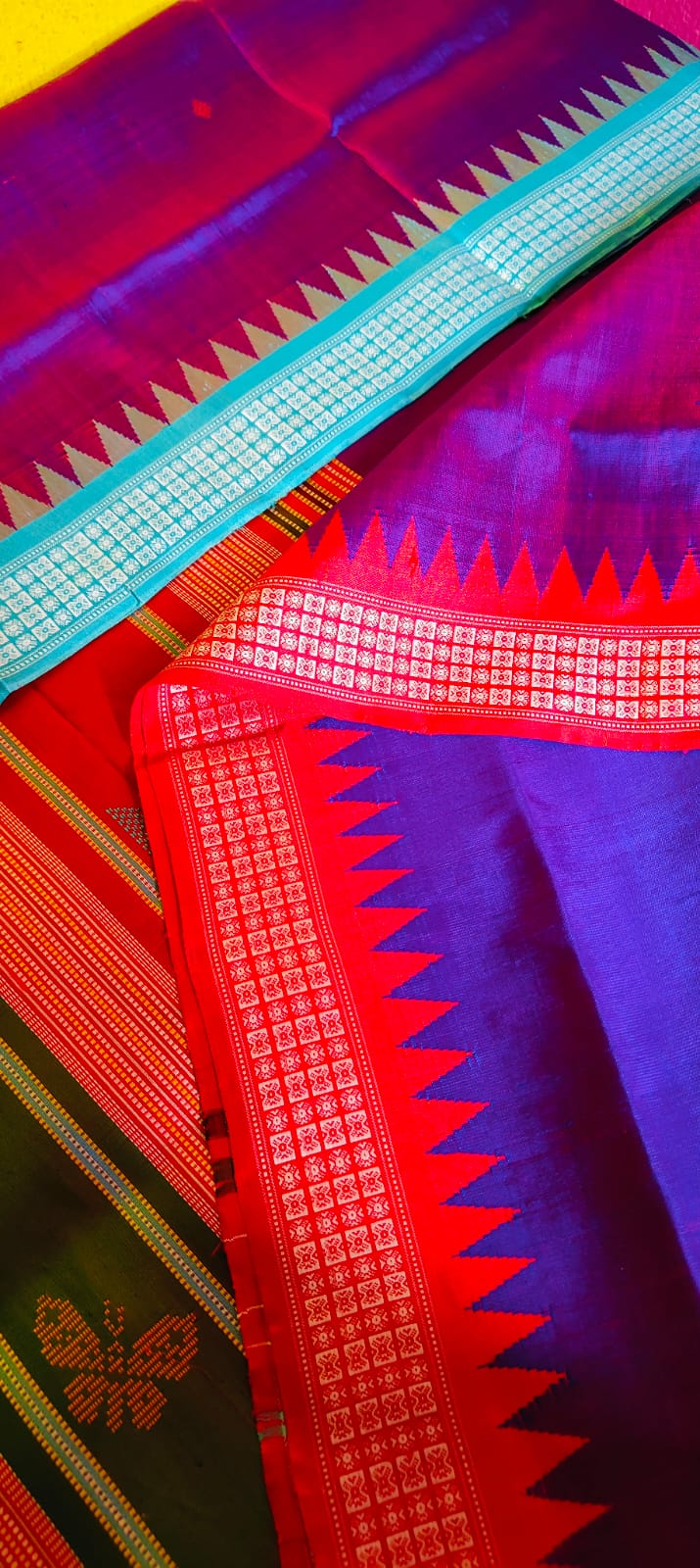 Luxury Purple Color Dual Tone Berhampuri Double Pallu Silk Saree