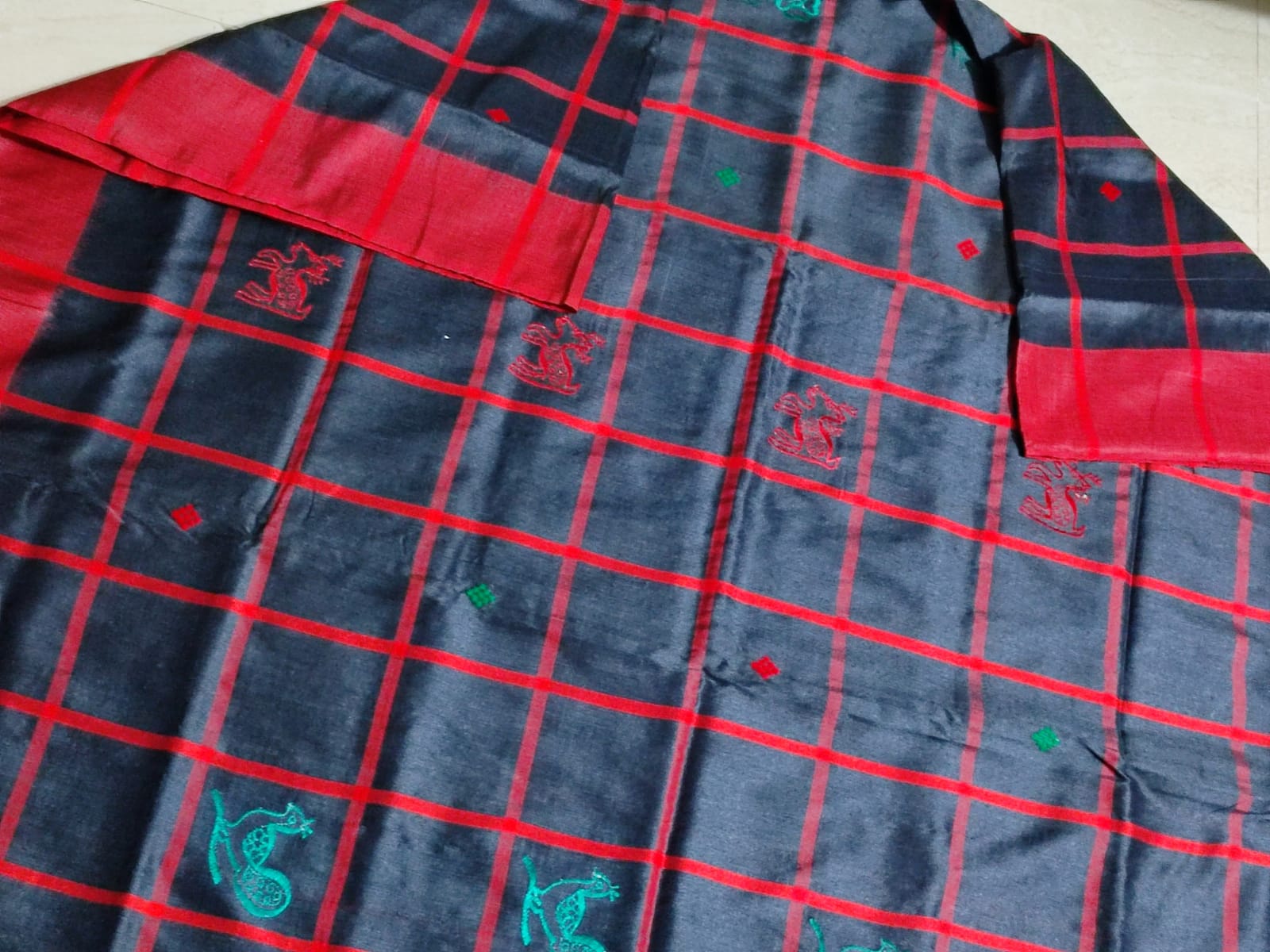 Authentic Handwoven Santali Tribal Pure Tussar Silk Saree