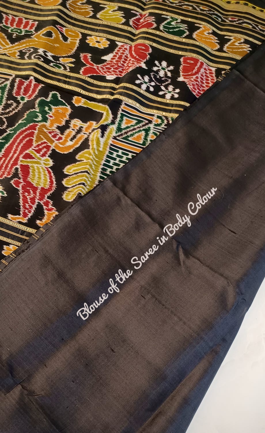 Yellow With Black 4ply Nabakothi Khandua Mulberry Silk Saree