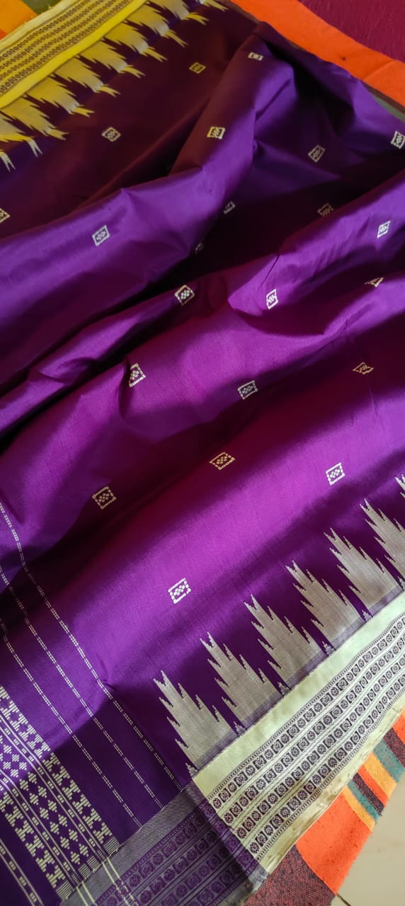 Royal Purple Berhampuri Double Pallu Silk Saree