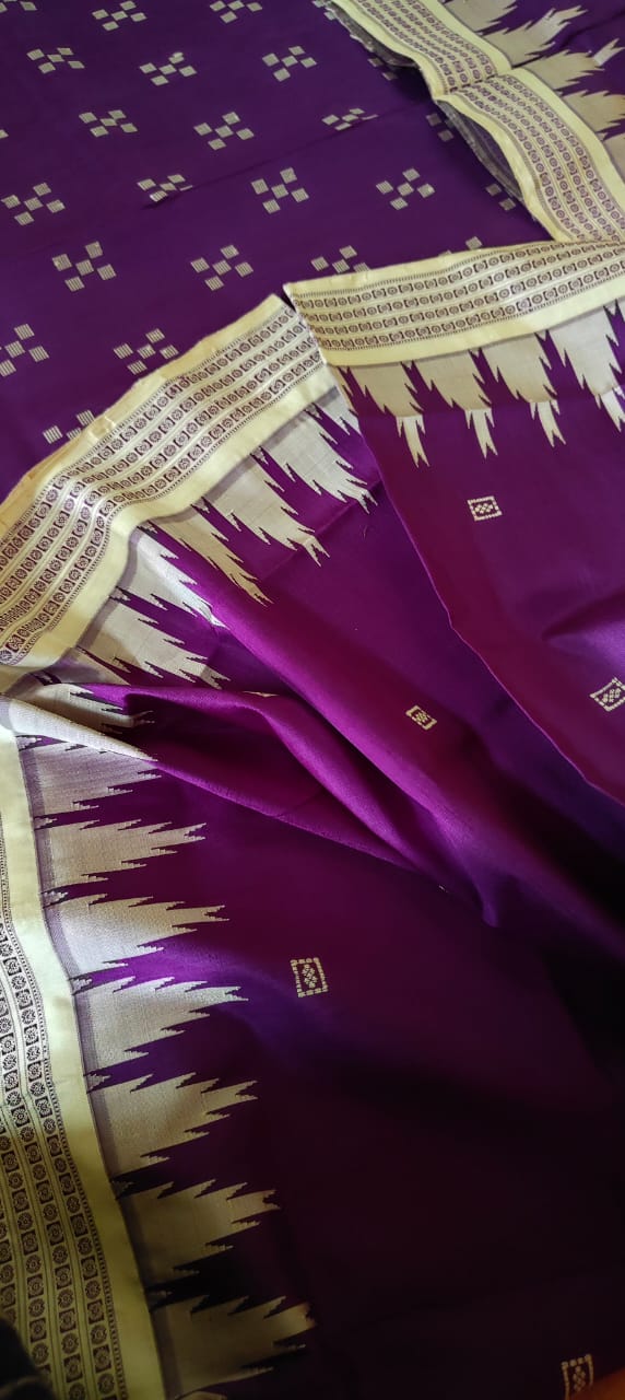 Royal Purple Berhampuri Double Pallu Silk Saree