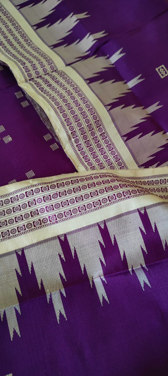 Royal Purple Berhampuri Double Pallu Silk Saree