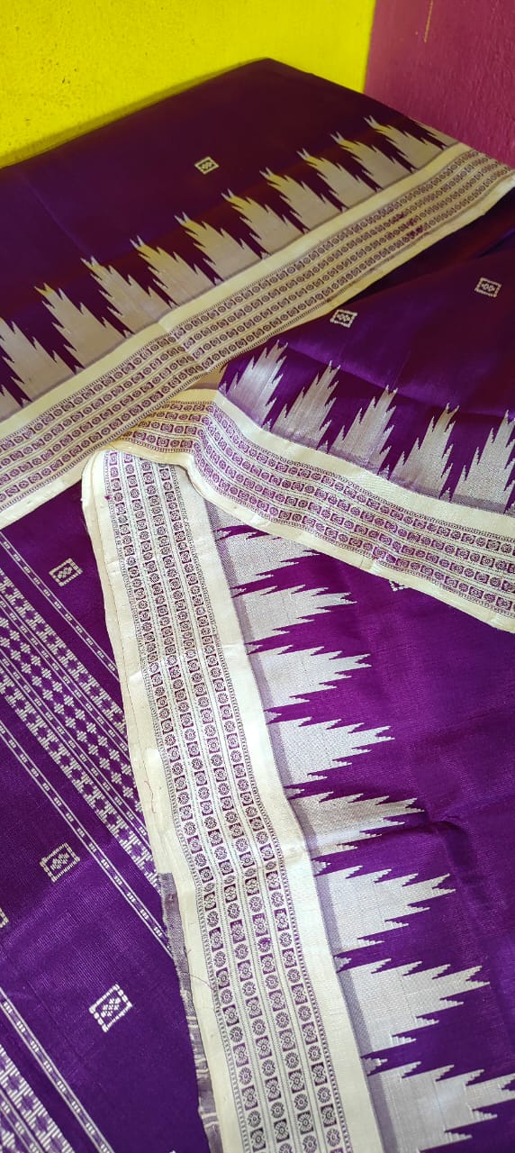 Royal Purple Berhampuri Double Pallu Silk Saree