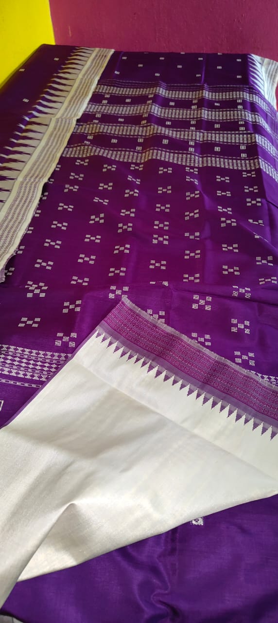 Royal Purple Berhampuri Double Pallu Silk Saree