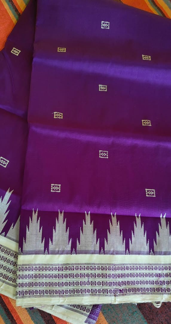 Royal Purple Berhampuri Double Pallu Silk Saree
