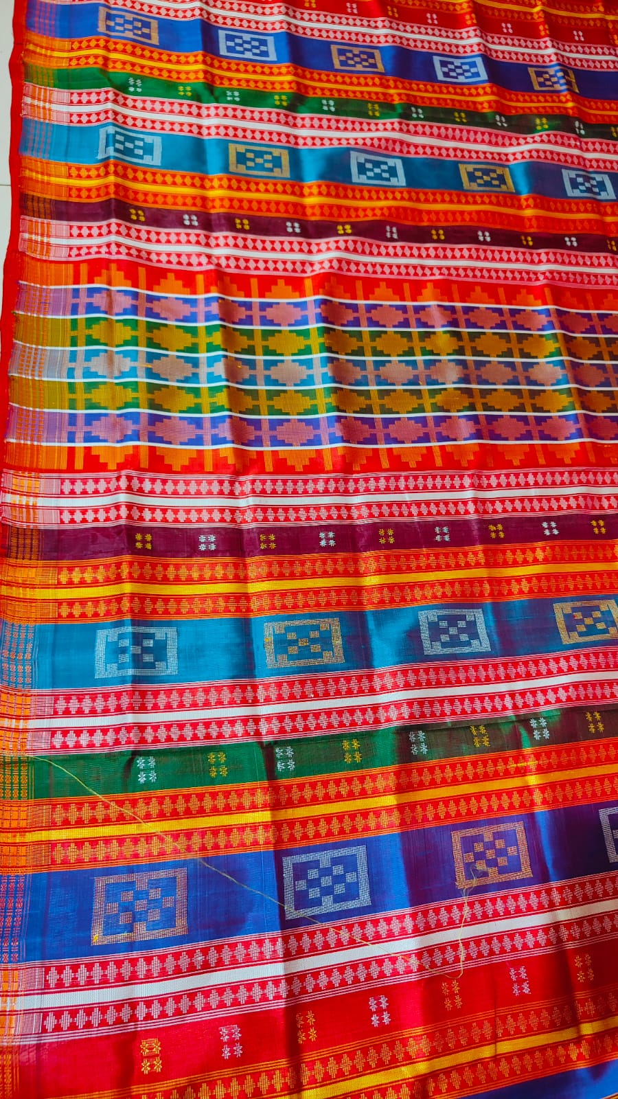 Berhampuri Silk Saree 4 Fulia Rudraksha Border Double Pallu - Odisha Handloom