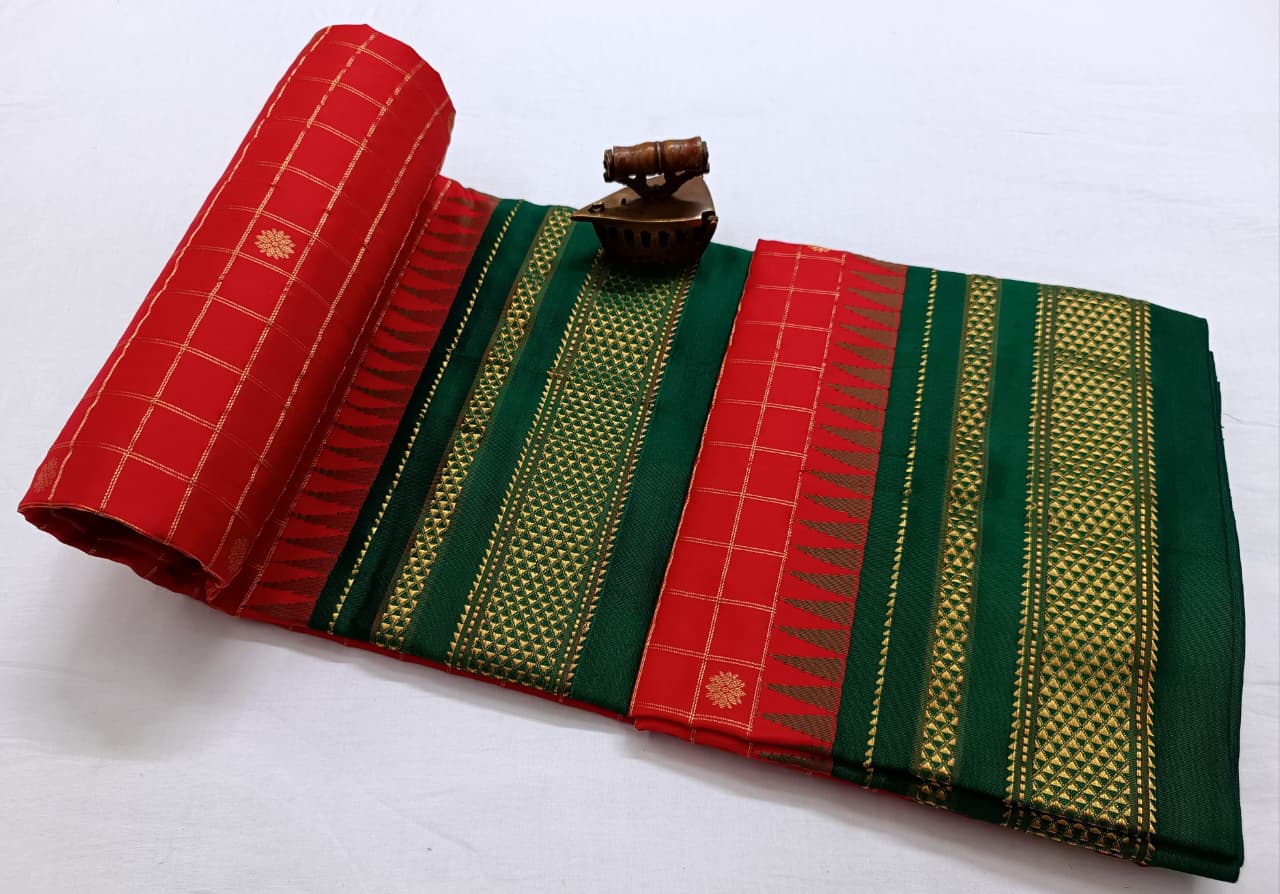 Checks Irkal Paithani Pure Silk Saree