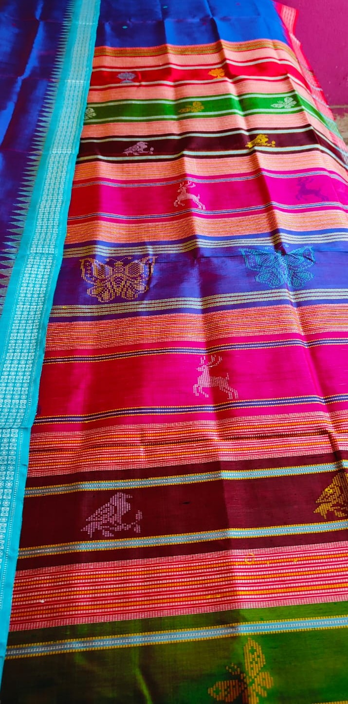 Royal Purple Color Dual Tone Berhampuri Double Pallu Silk Saree