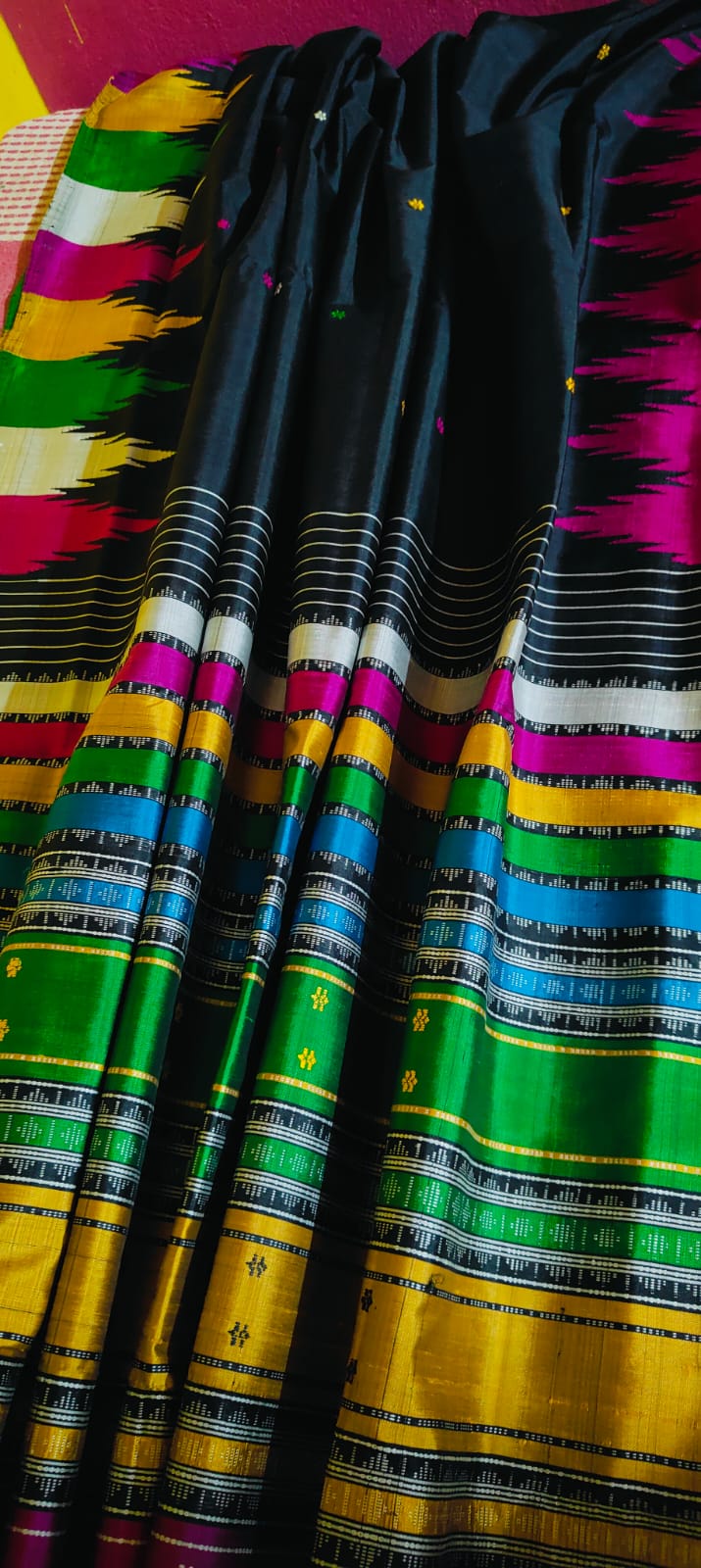 Bestseller Multicolour Phodakumbha Border Berhampuri Double Pallu Pure Silk Saree