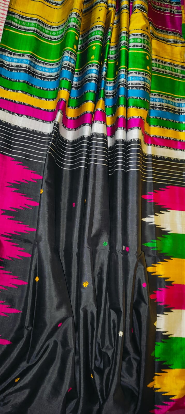 Bestseller Multicolour Phodakumbha Border Berhampuri Double Pallu Pure Silk Saree