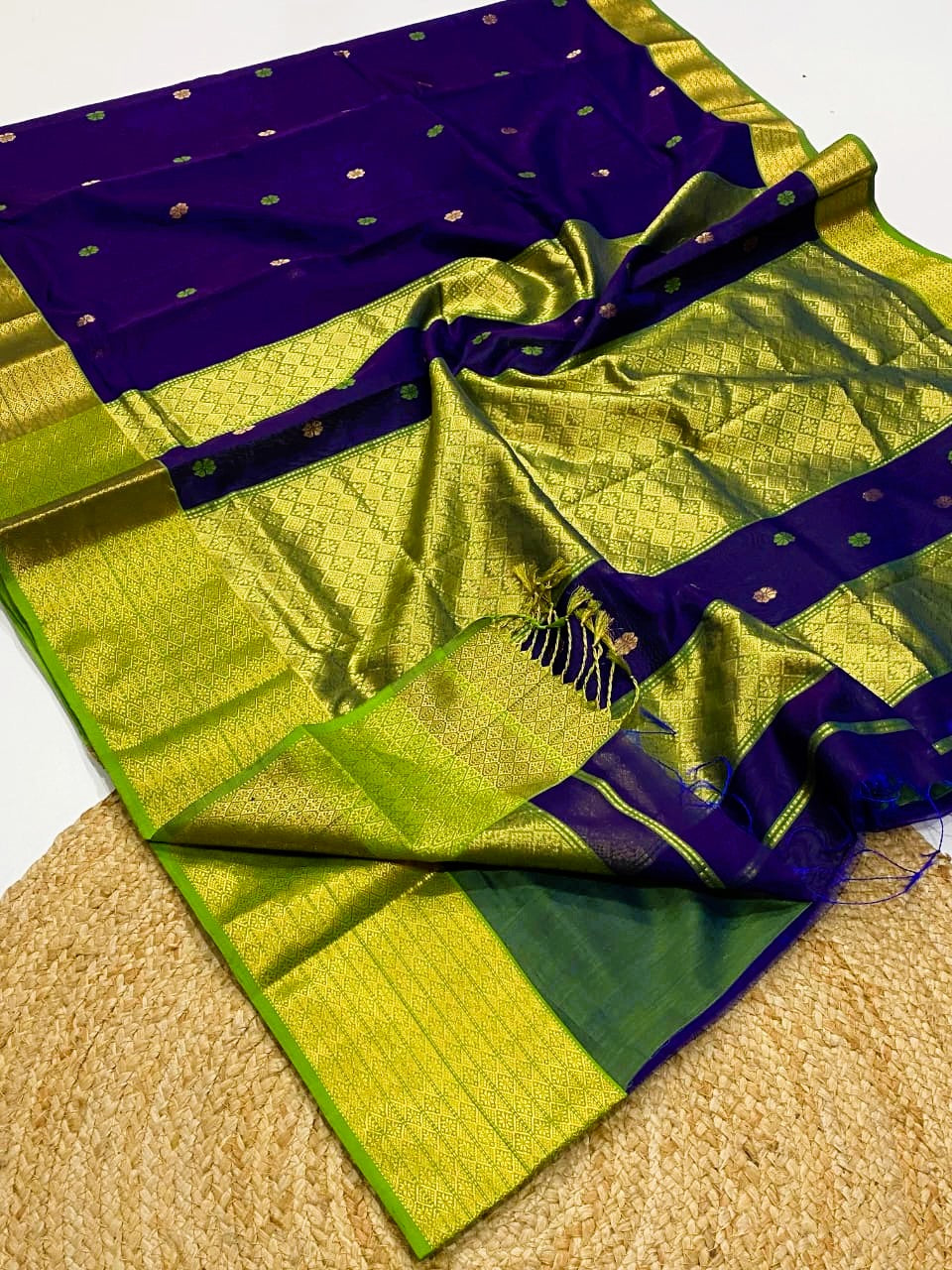 Pure Maheshwari Silk Saree With Broad Zari Border