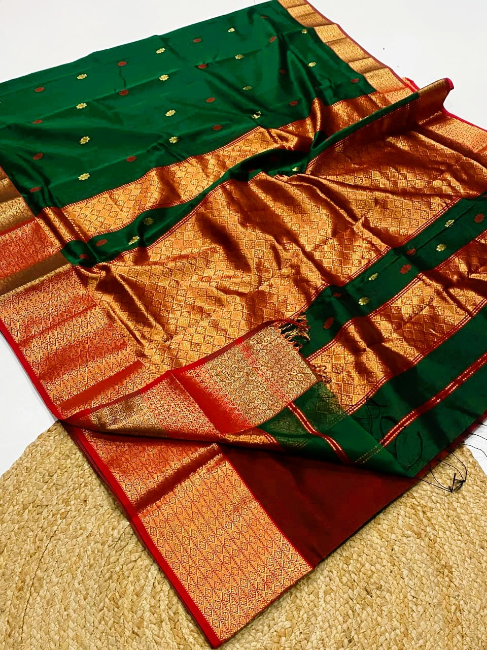 Pure Maheshwari Silk Saree With Broad Zari Border