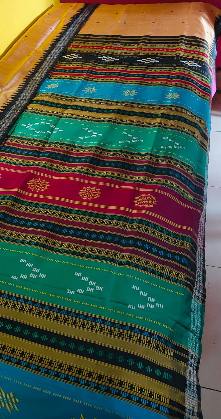 Exclusive Matha Colour Berhampuri Double Palla Silk Saree