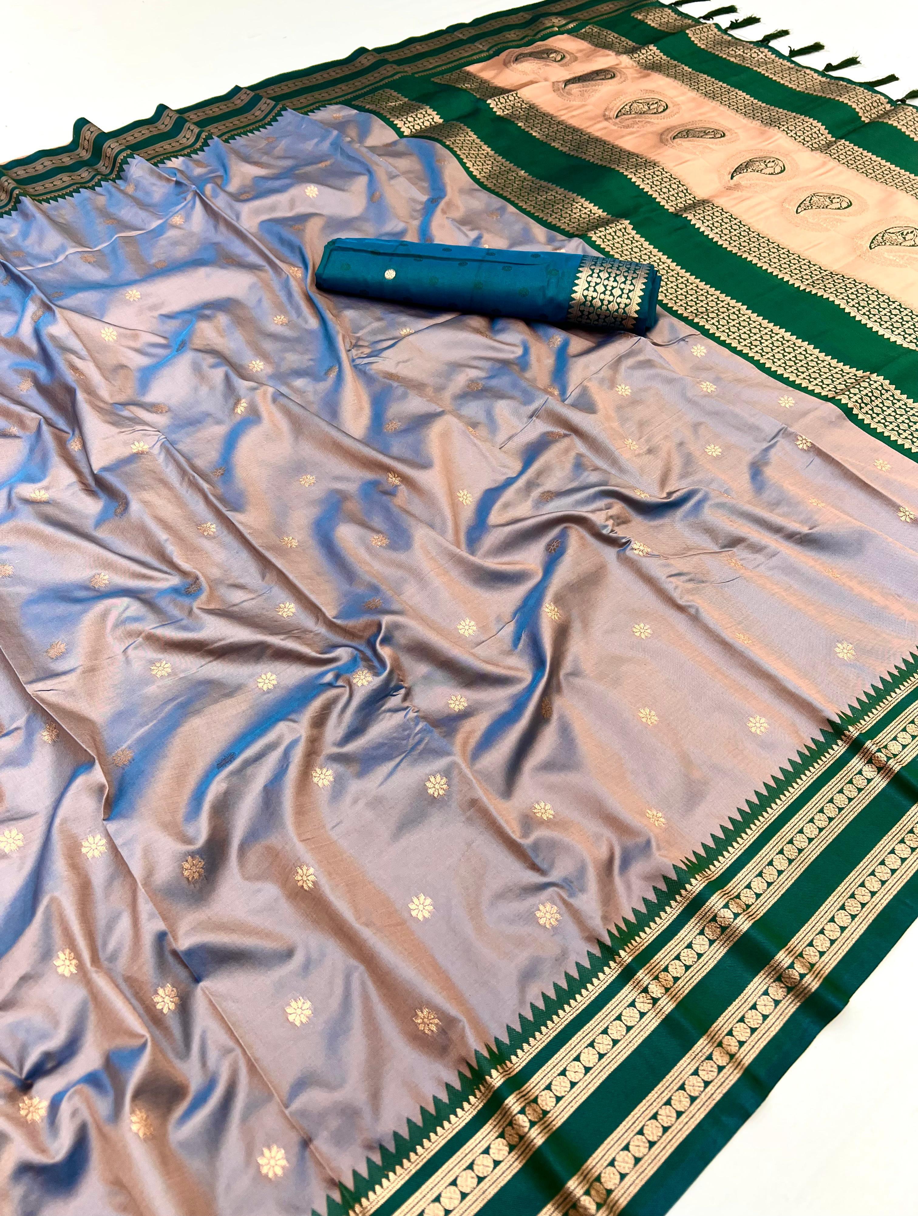 Narayanpet Silk Saree With Contrast Blouse Piece