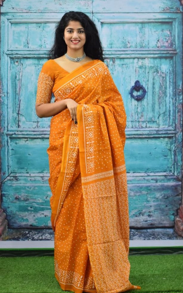 Pure Malmal Cotton Saree with Pompom Lace | Handloom Daily Wear