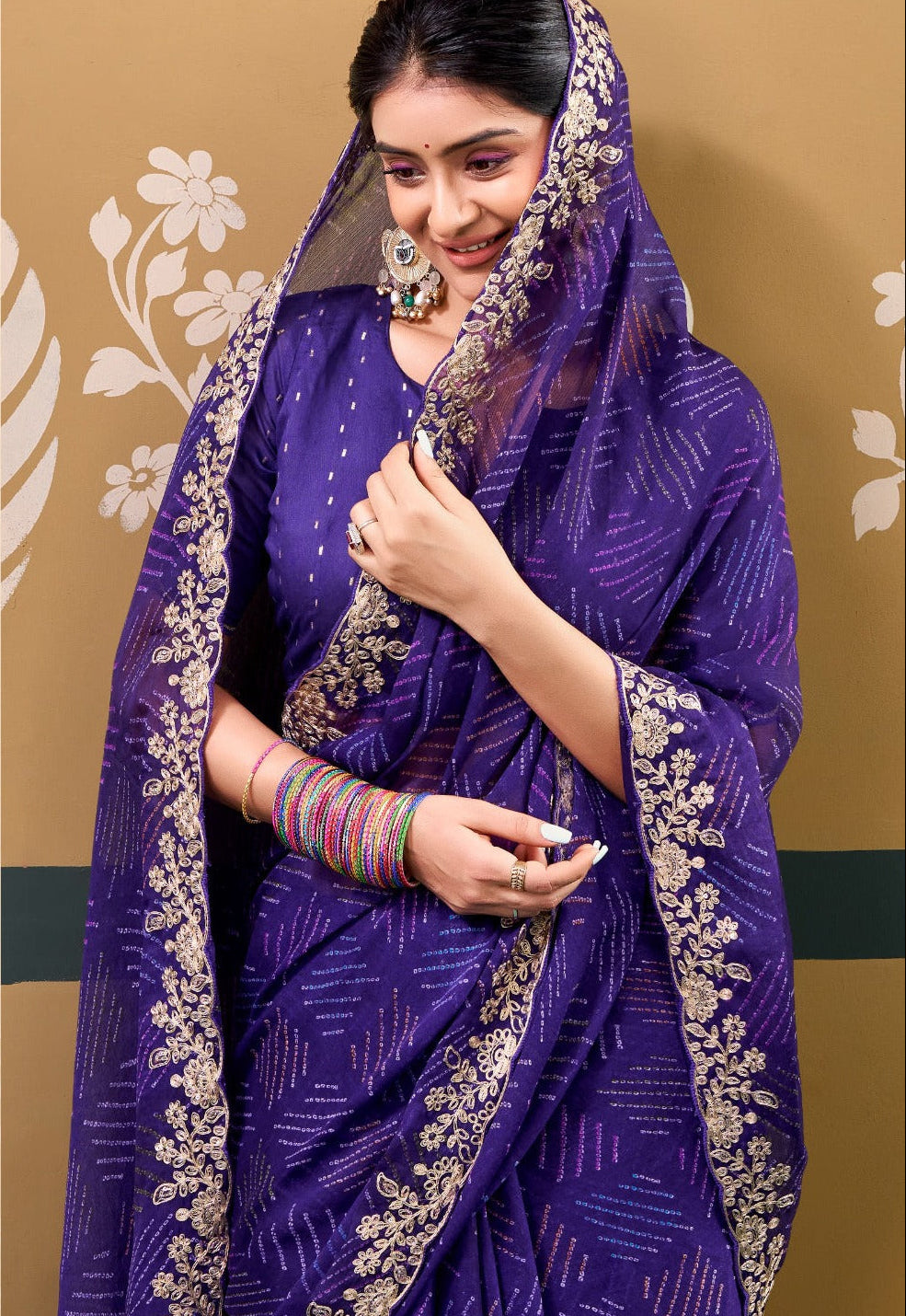  sparkling sequin party wear saree for young girls