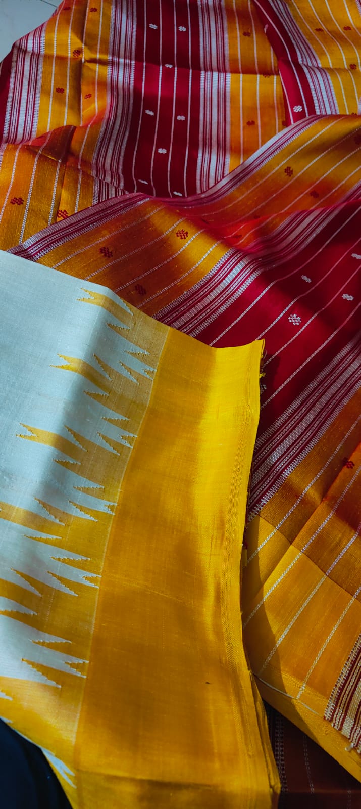 Berhampuri Patta Silk Saree | Ganga Jamuna Border | Pure Silk Odisha Handloom