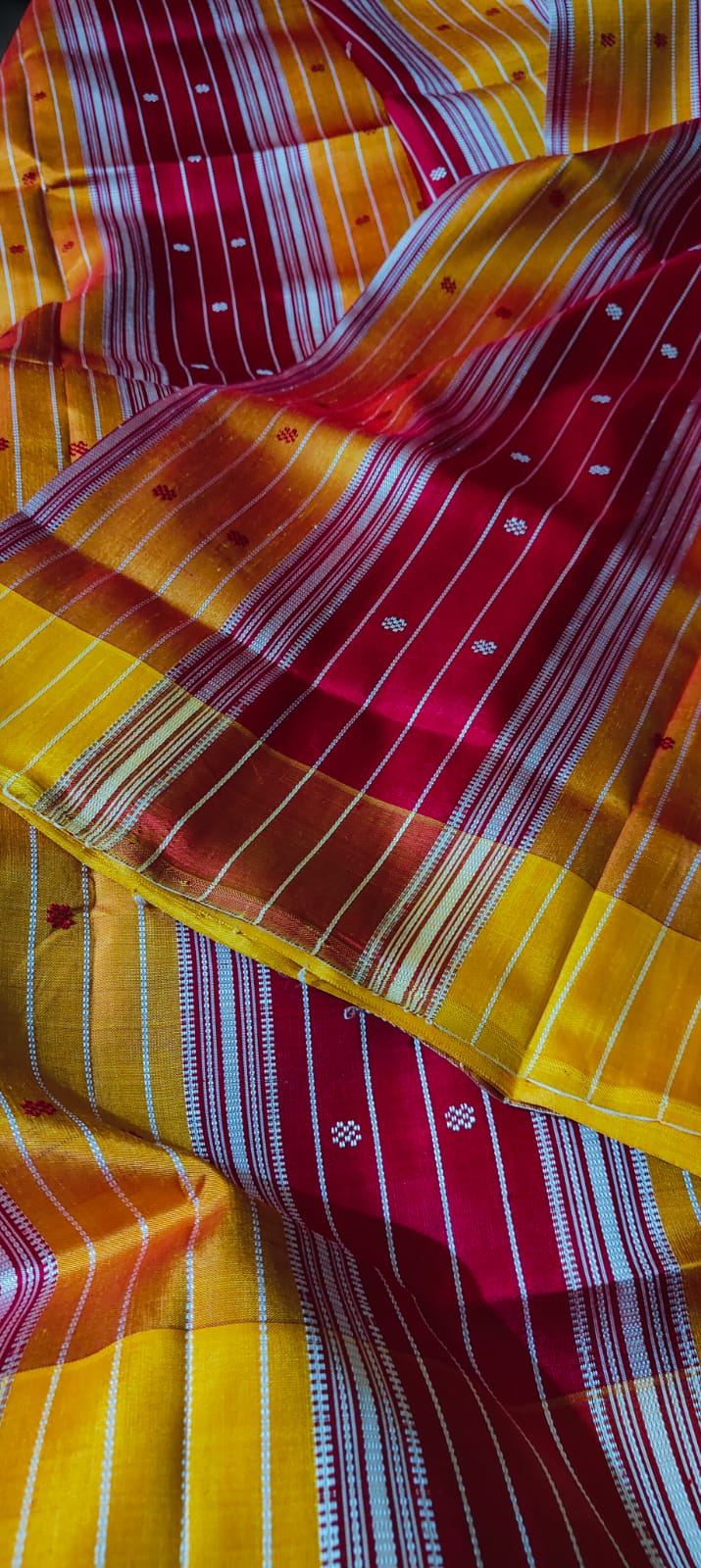 Berhampuri Patta Silk Saree | Ganga Jamuna Border | Pure Silk Odisha Handloom