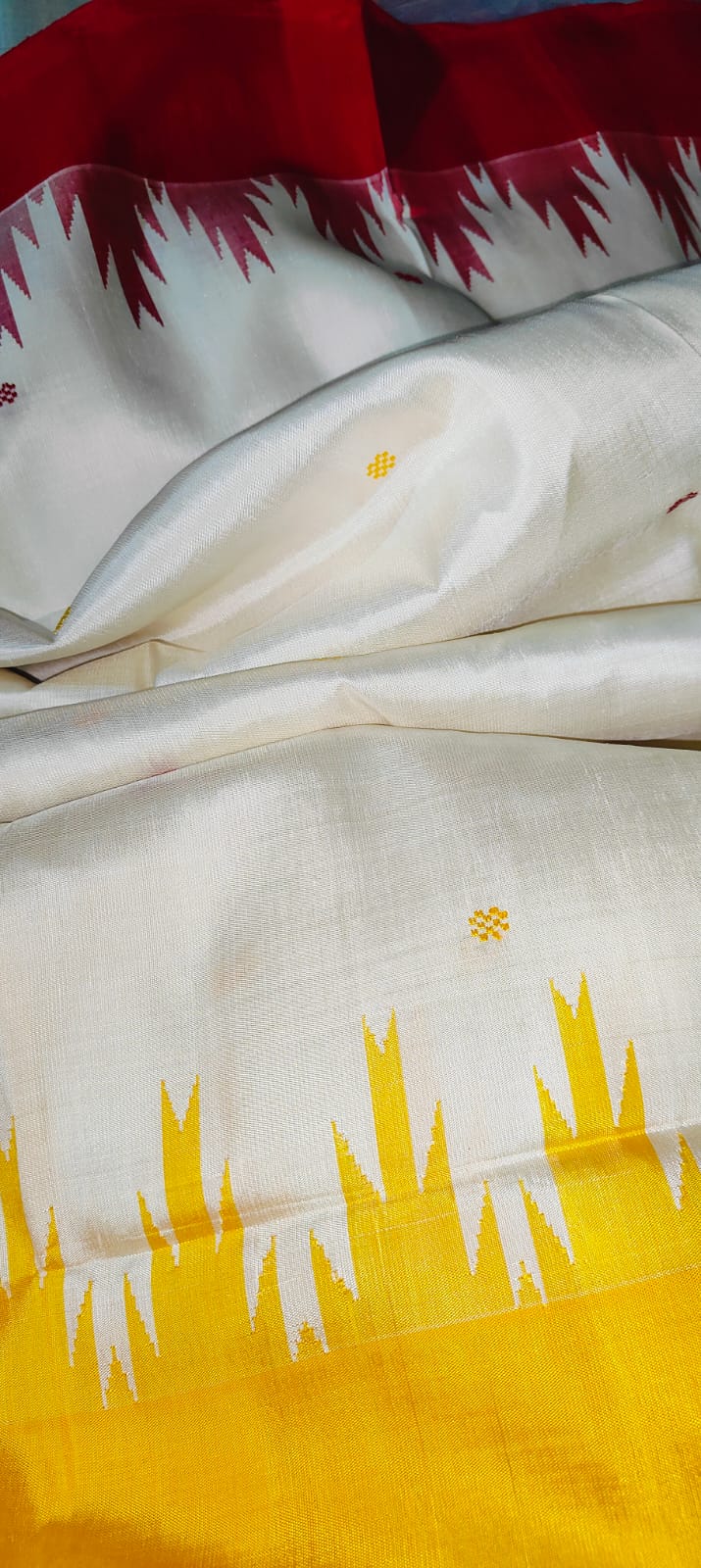 Berhampuri Patta Silk Saree | Ganga Jamuna Border | Pure Silk Odisha Handloom