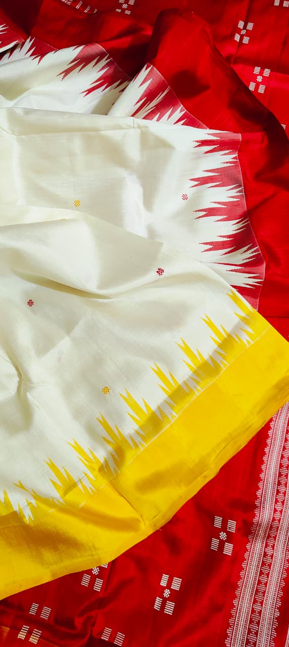 Berhampuri Patta Silk Saree | Ganga Jamuna Border | Pure Silk Odisha Handloom