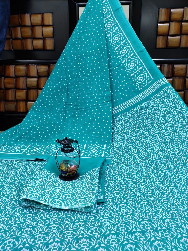 Bagru Block print Mulmul Cotton Saree With Blouse Piece