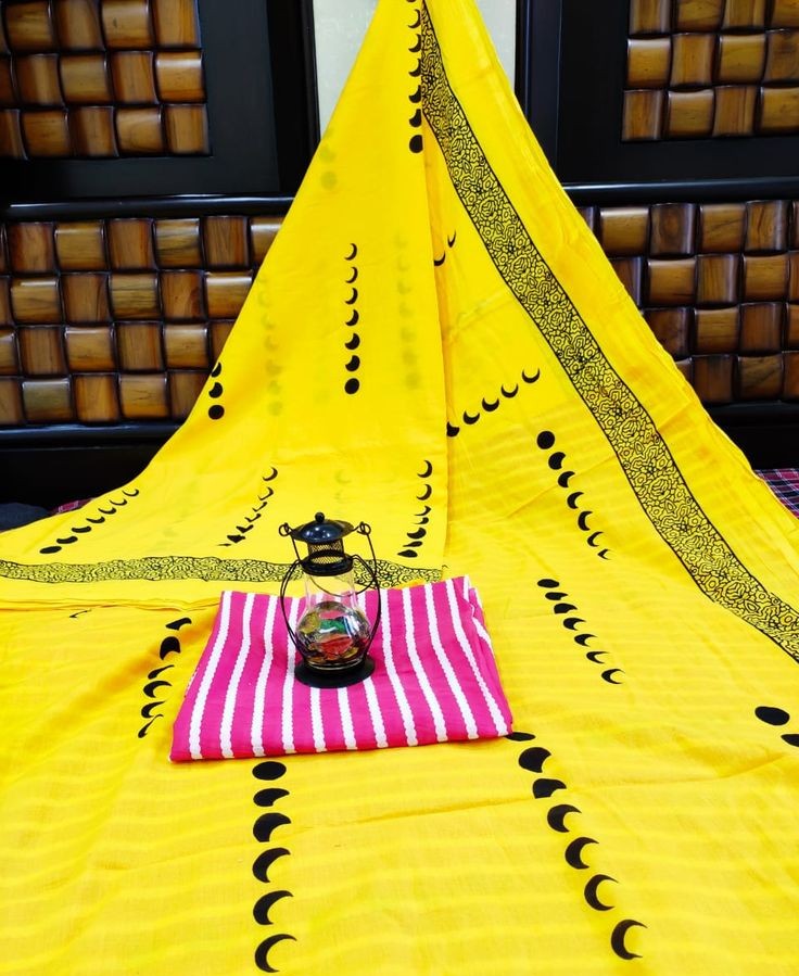 Bagru Block Print Pure Cotton Mulmul Saree