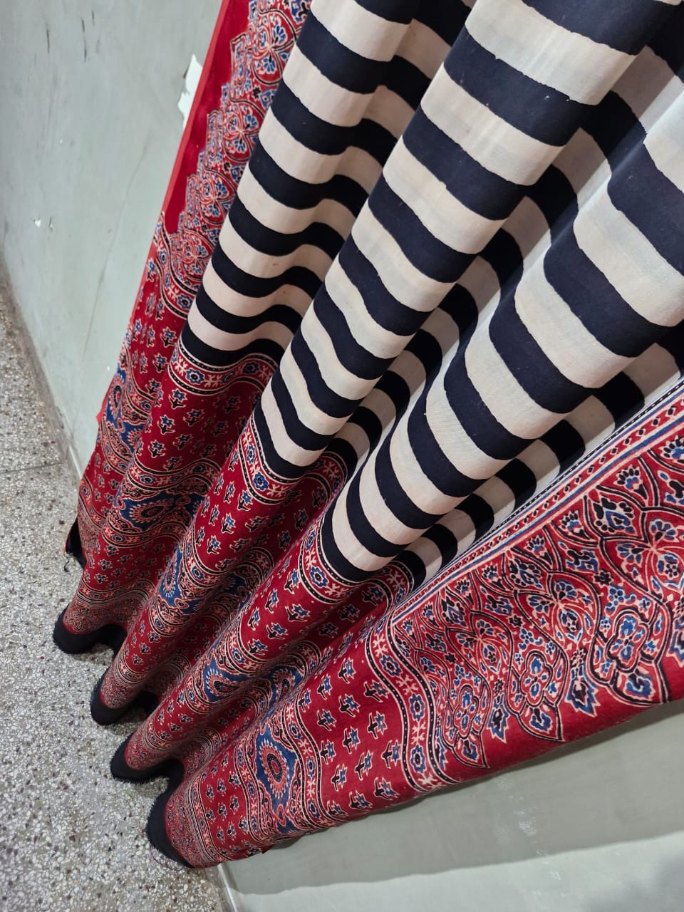 Pure Modal Silk Authentic Handblock Print Saree With Ajrakh Blouse Piece
