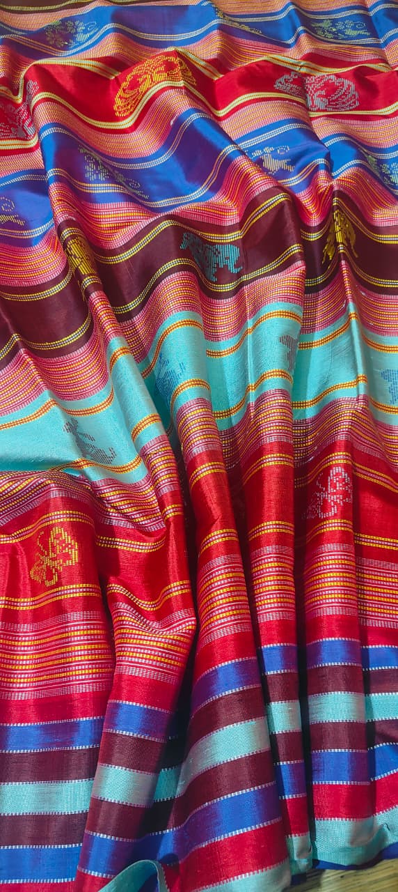 Royal Purple Color Dual Tone Berhampuri Double Pallu Silk Saree