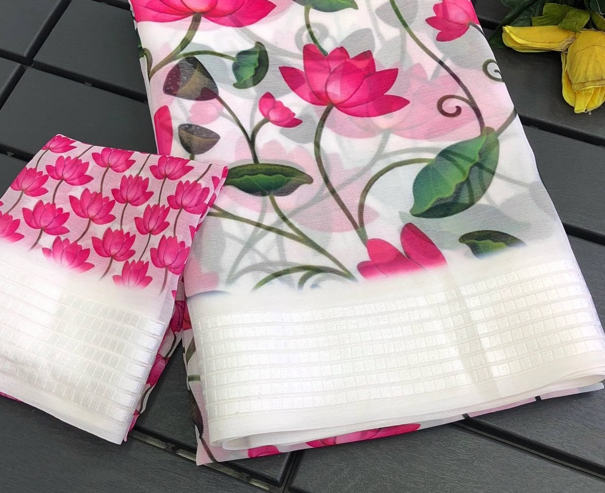 Soft Weightless Chiffon Saree | Pichwai Floral Print
