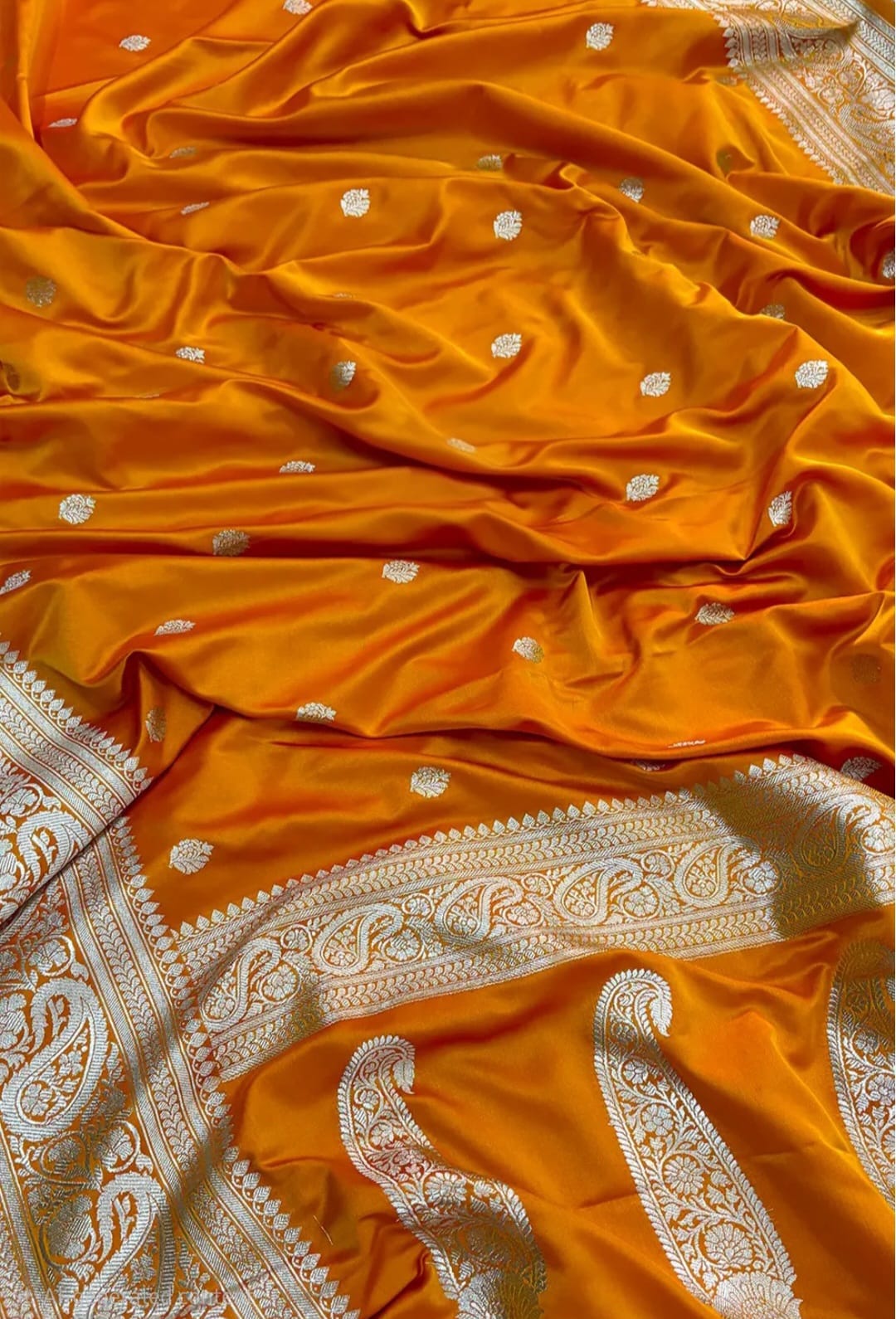 Authentic Banarasi Mashru Katan Silk Saree with Elegant Buti Weaving