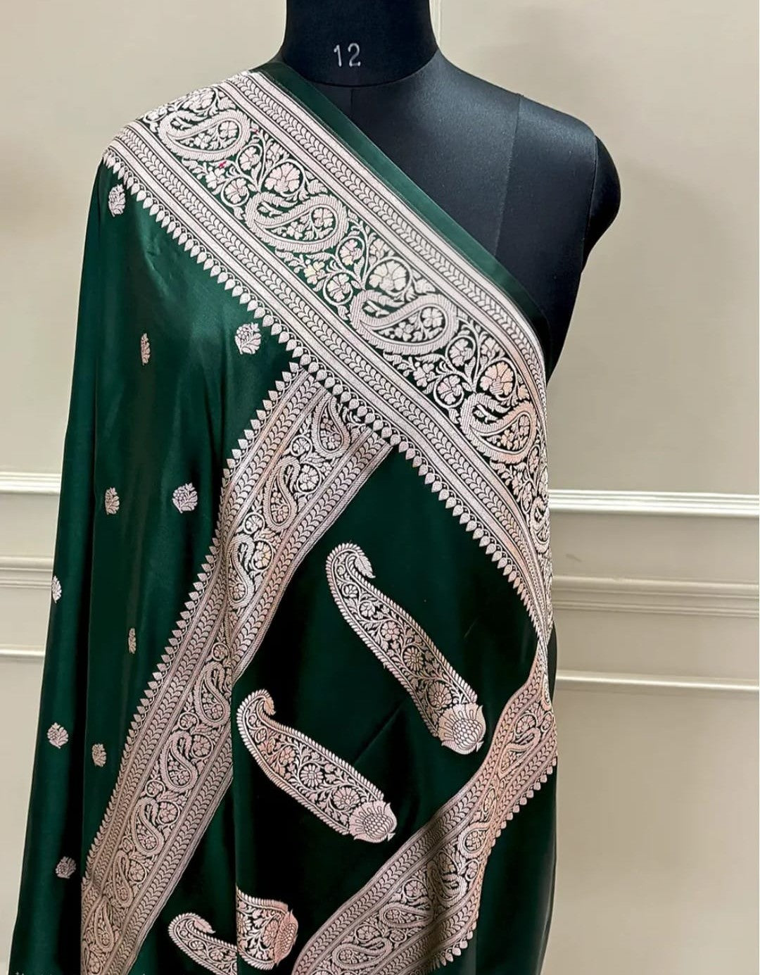 Authentic Banarasi Mashru Katan Silk Saree with Elegant Buti Weaving