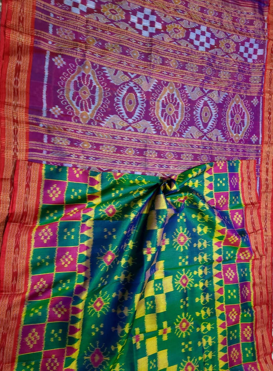 Authentic Odisha Handloom Khandua Mulberry Silk (Pata) Saree | Pasapali Motif