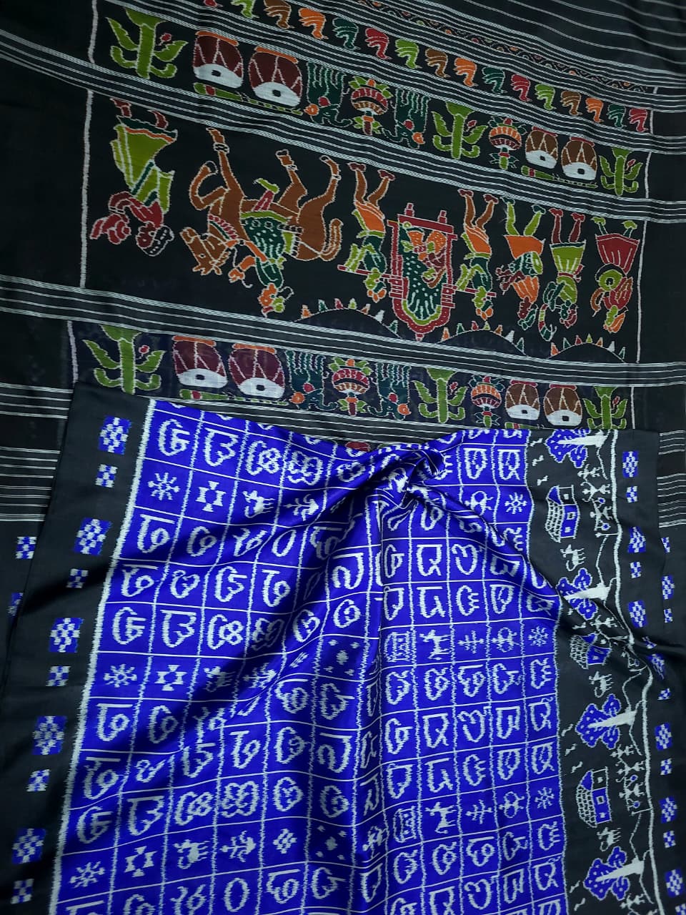 Authentic Odisha Handloom Khandua Mulberry Silk (Pata) Saree | Exclusive Odia Barnamala & Tribal Motif | Traditional Marriage Theme Anchal