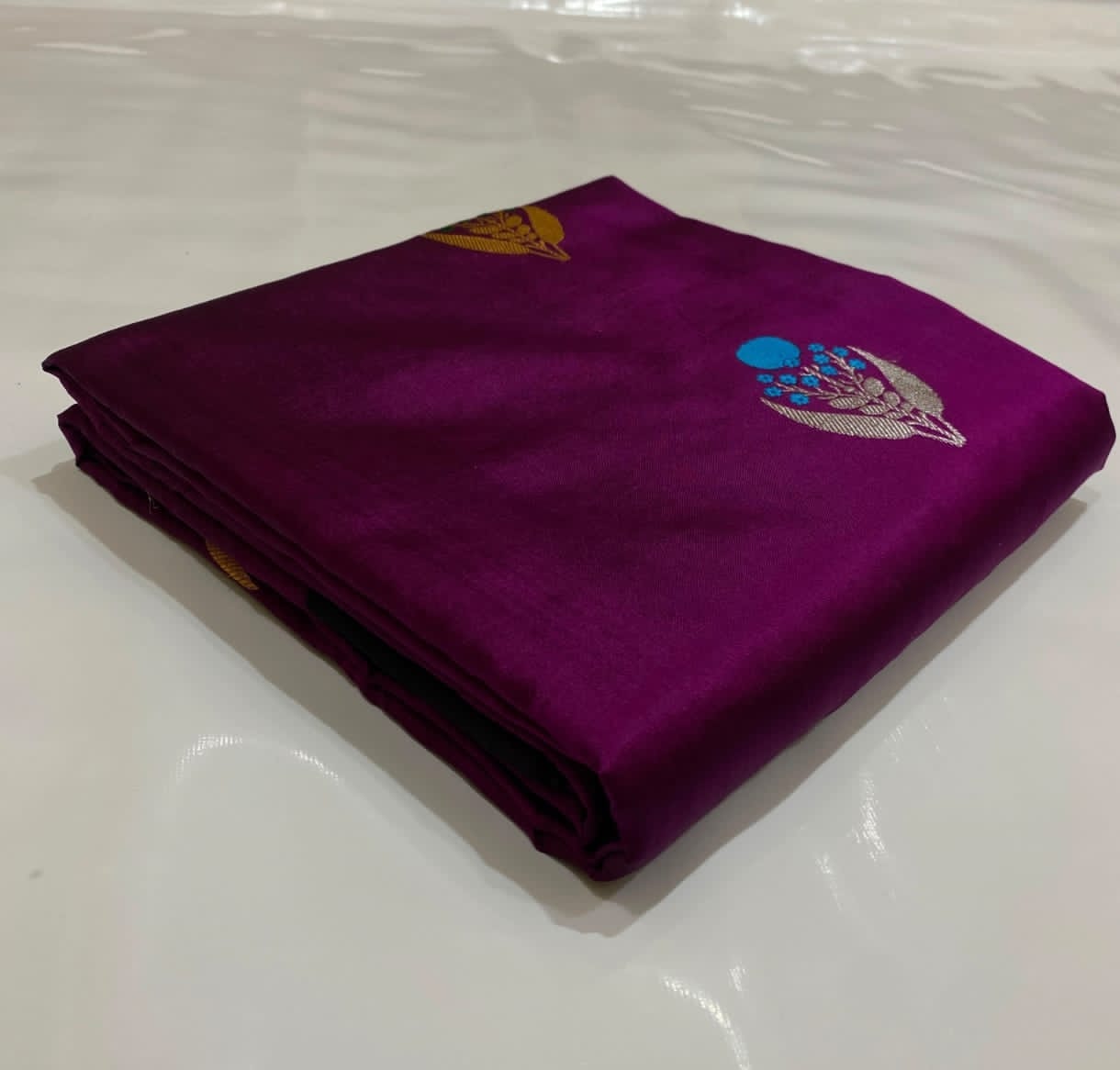 Authentic Chanderi Handloom Pattu Soft Silk Saree | Wine Purple Meenakari Buti Wedding Saree