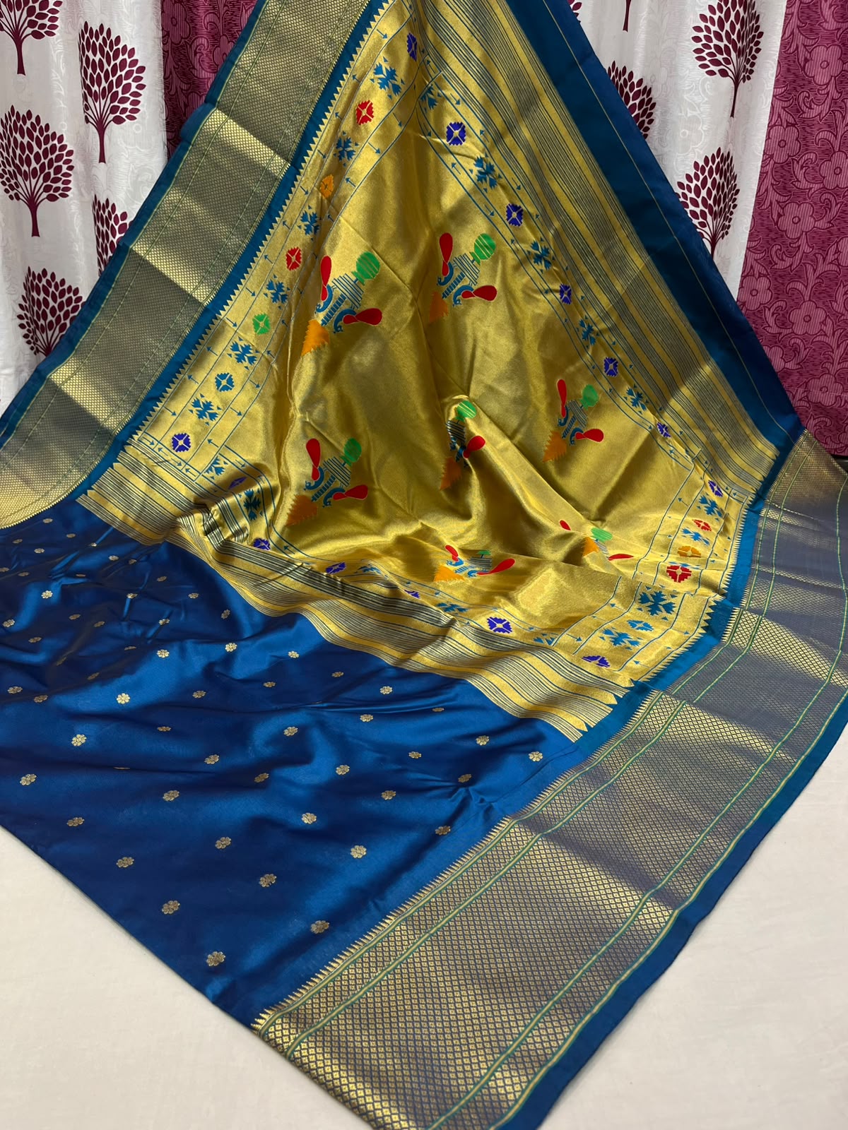 Kalanjali Paithani Tana Soft Premium Silk Saree with Zari Butis & Woven Border