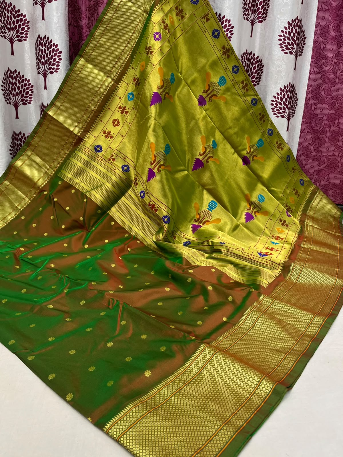 Kalanjali Paithani Tana Soft Premium Silk Saree with Zari Butis & Woven Border