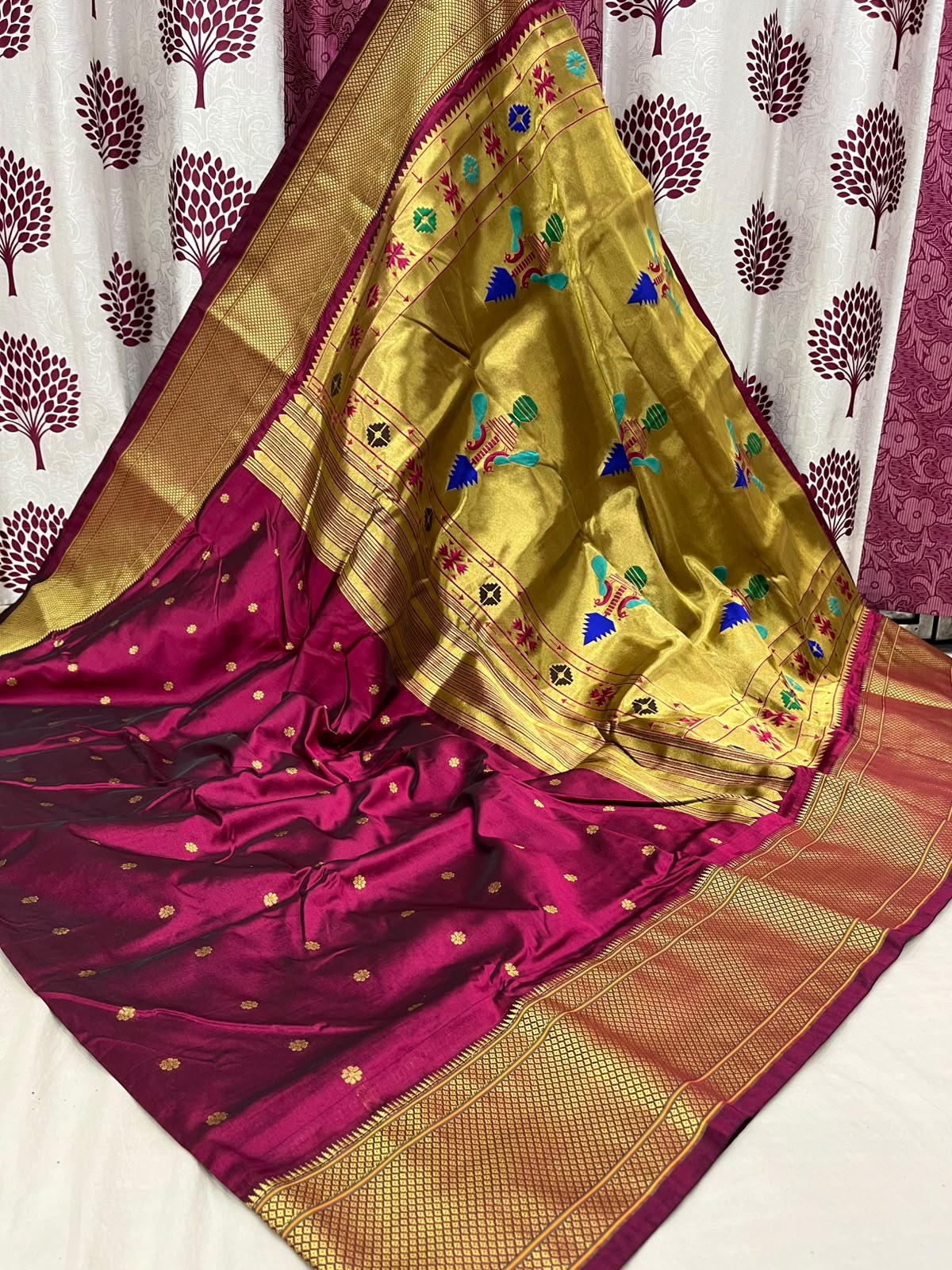 Kalanjali Paithani Tana Soft Premium Silk Saree with Zari Butis & Woven Border