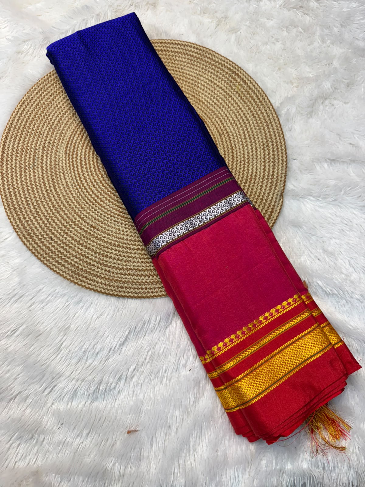 Exclusive Karnataka Ilkal Half & Half Saree in Viscose Cotton with Chikki Paras Border