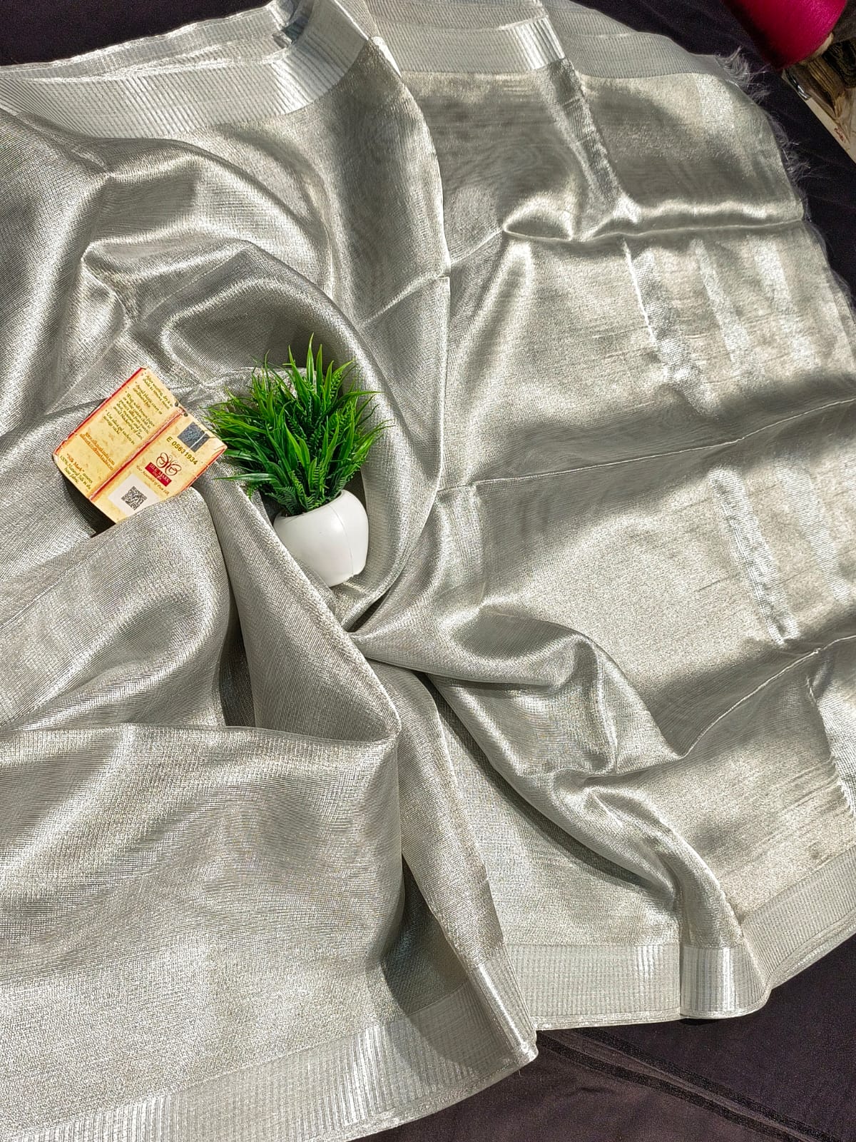Pure Tussar Tissue Handloom Saree with Blouse – Silk Mark Certified