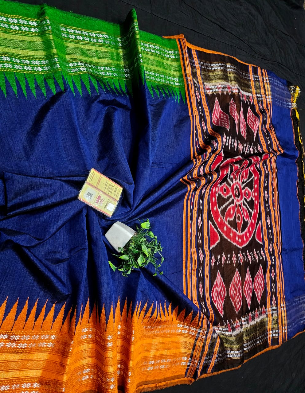 Chhattisgarh Handloom Pure Raw Silk Saree | Vidarbha Temple Border, Ikat Pallu
