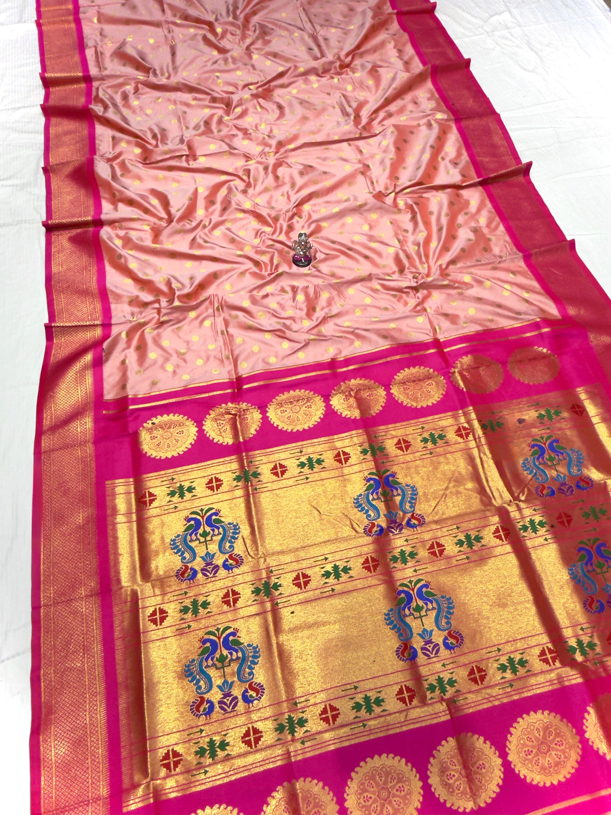 Maharashtra Katan Silk Saree with Kalanjali Zari Butti & Rich Zari Pallu