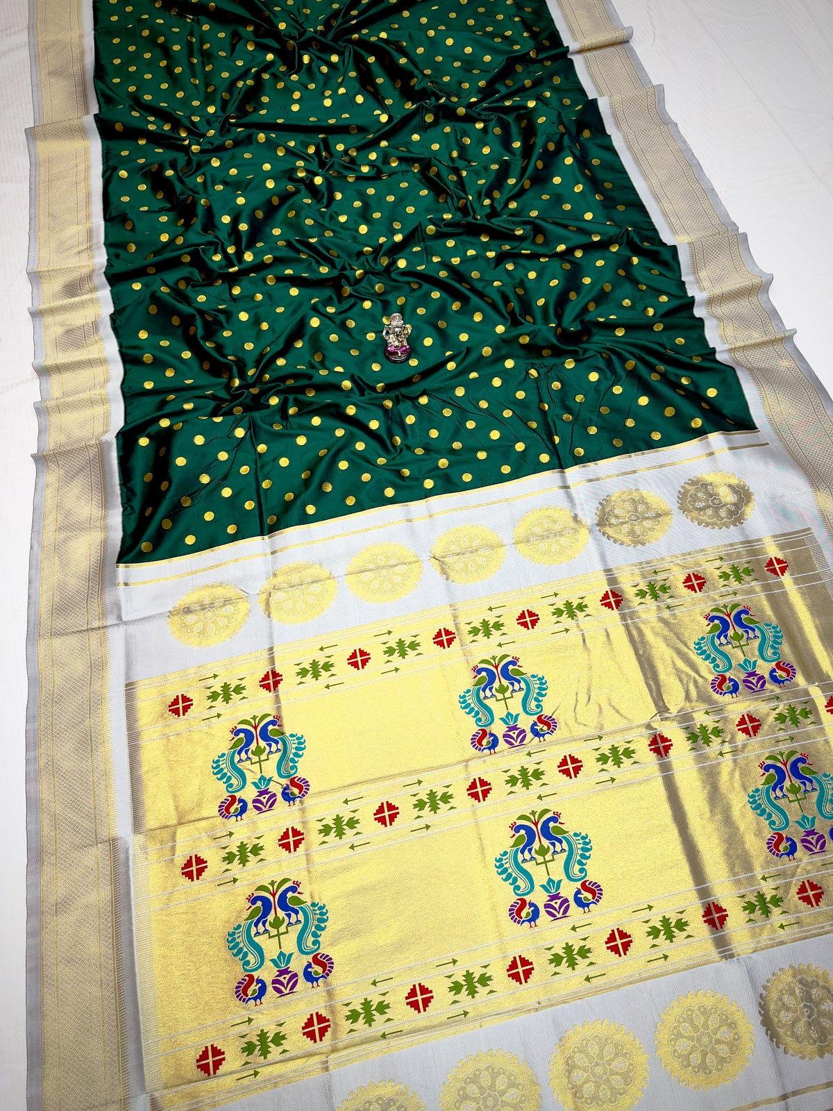 Maharashtra Katan Silk Saree with Kalanjali Zari Butti & Rich Zari Pallu