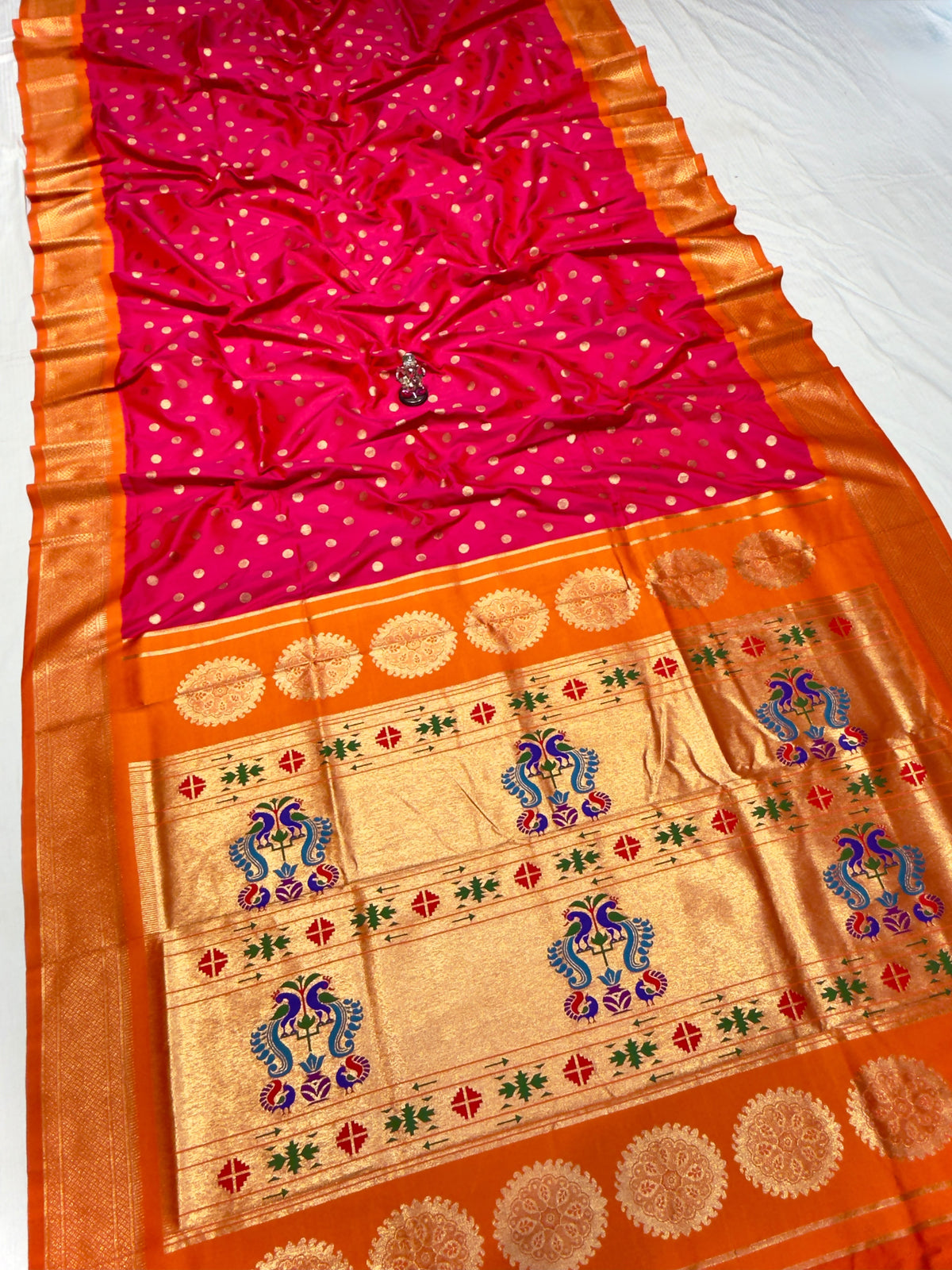 Maharashtra Katan Silk Saree with Kalanjali Zari Butti & Rich Zari Pallu