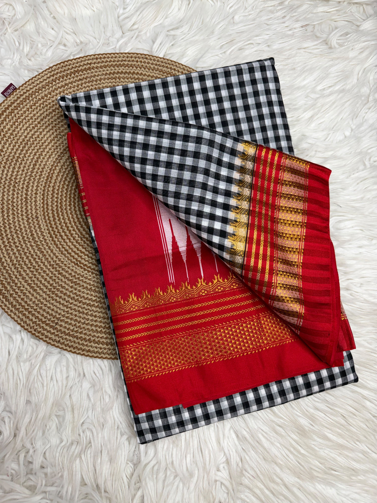 Karnataka Ilkal Mercerised Cotton Silk Tum Tum Checks Saree