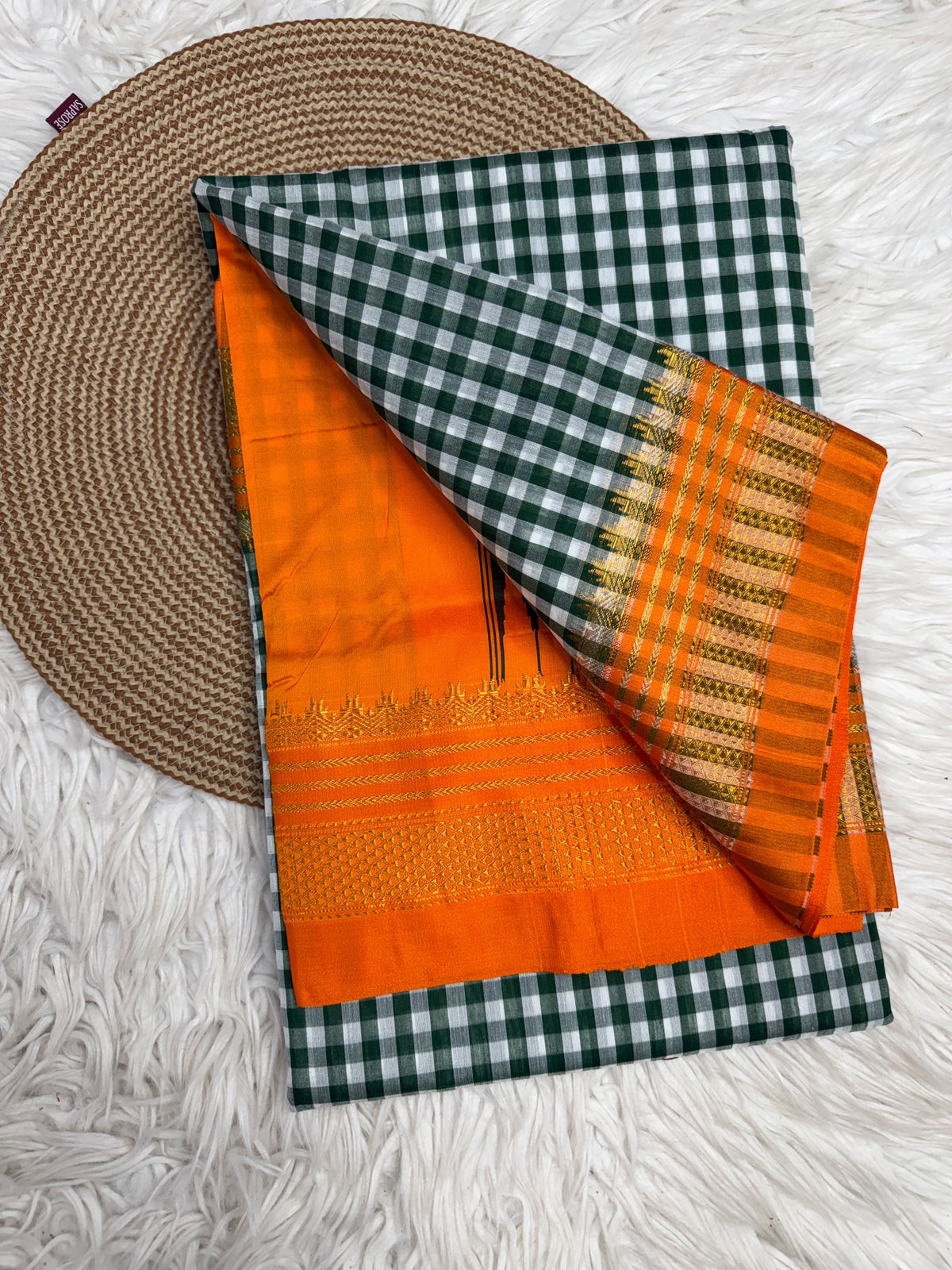 Karnataka Ilkal Mercerised Cotton Silk Tum Tum Checks Saree