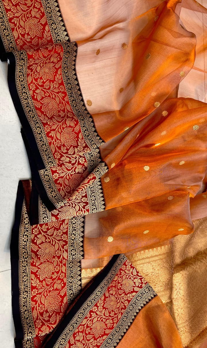Pure Banarasi Handloom Tissue Silk Saree with Antique Zari | Wedding & Reception Saree