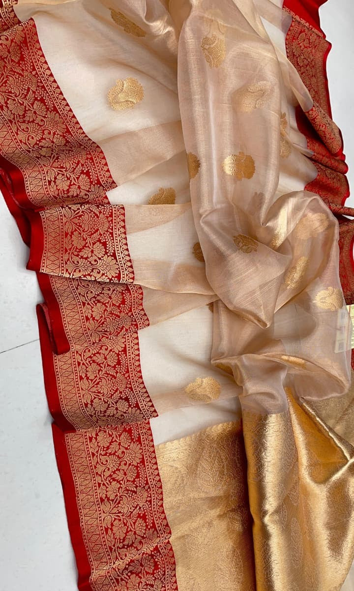 Pure Banarasi Handloom Tissue Silk Saree with Antique Zari | Wedding & Reception Saree
