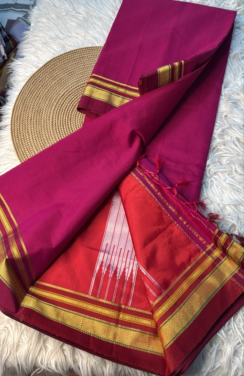 Chikki Paras Ilkal Plain Saree | Traditional Karnataka Handloom Saree