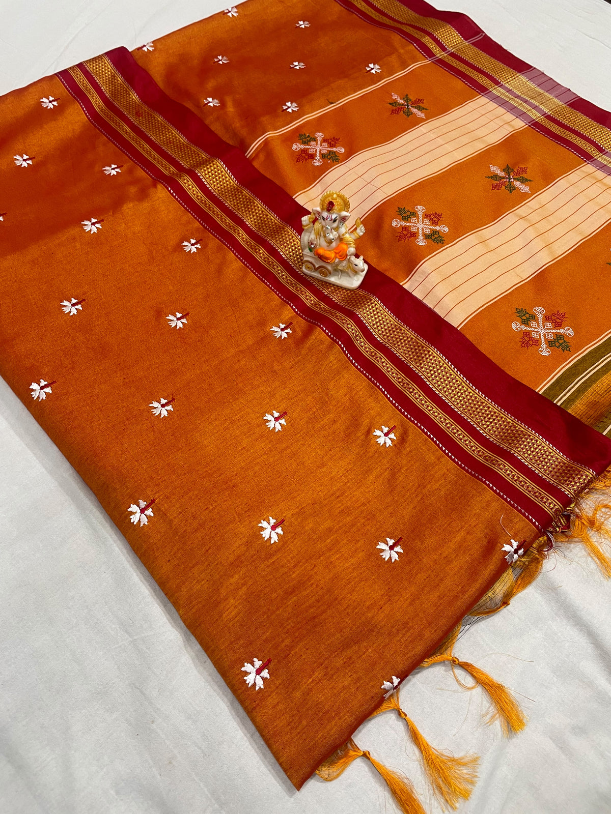Pure Ilkal Art Silk Prajakta Phool Work Saree