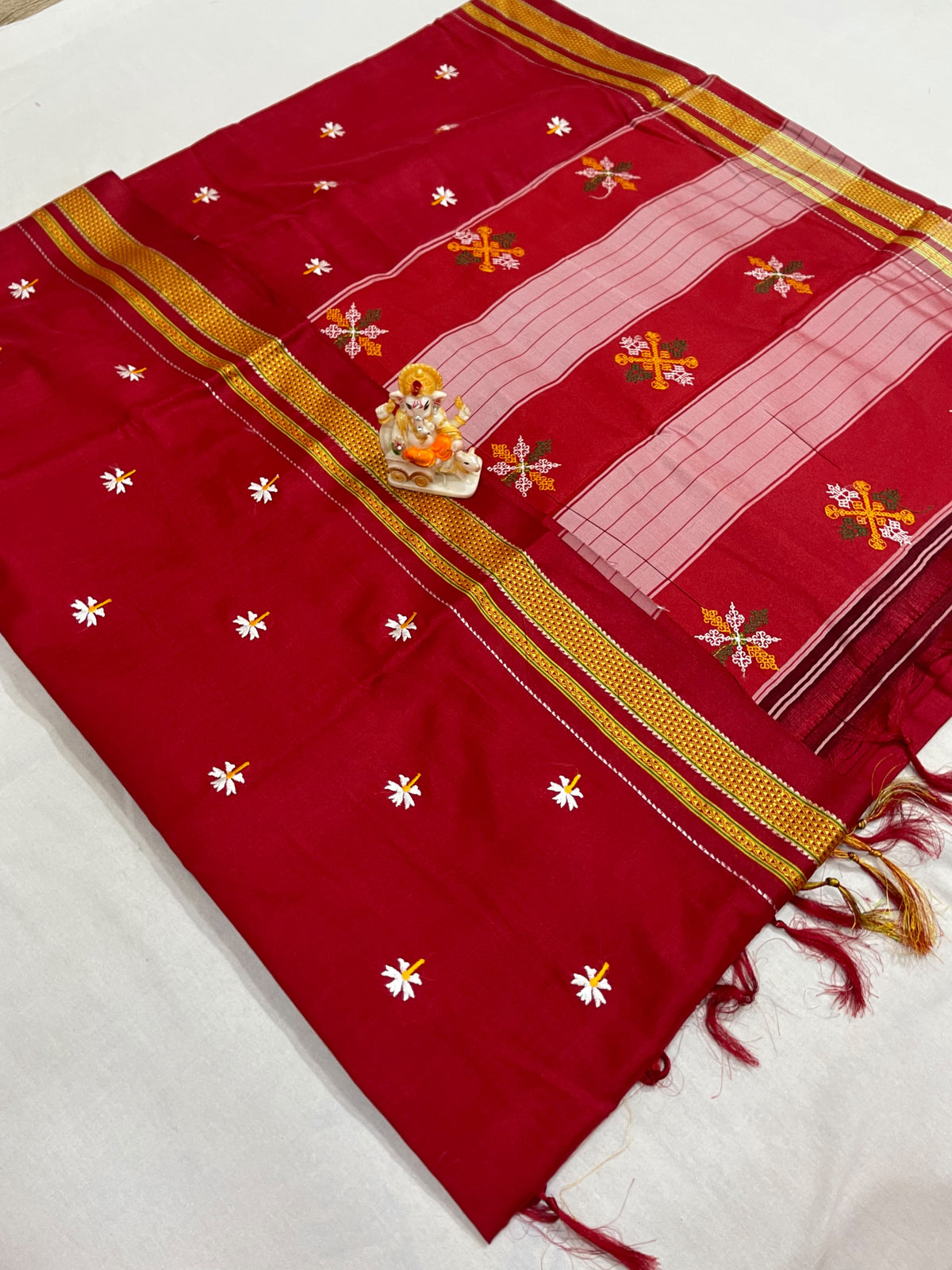 Pure Ilkal Art Silk Prajakta Phool Work Saree
